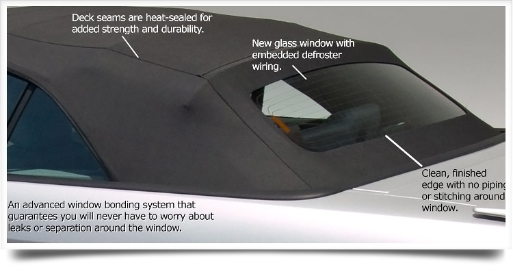 Ford Mustang Glass Window Convertible Top - Never worry about leaks or window separation again!